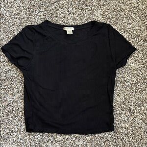Bozzolo Black Ribbed Women's Top